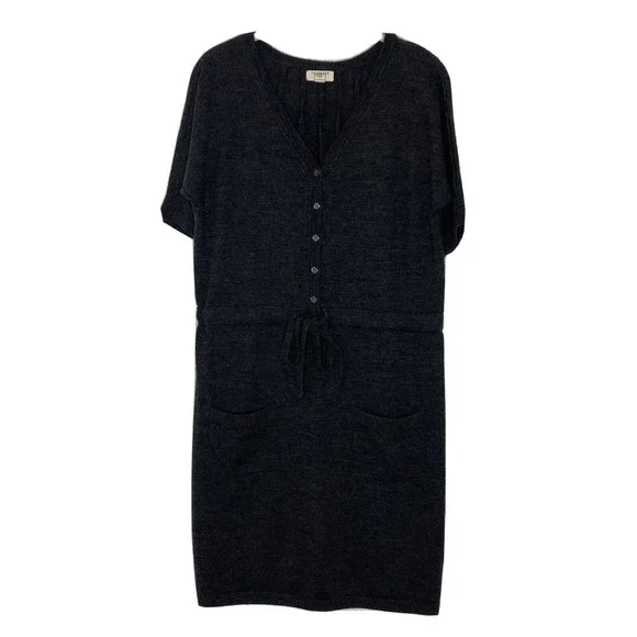 navy blue sweater dress Trim Knitted Dress-Navy